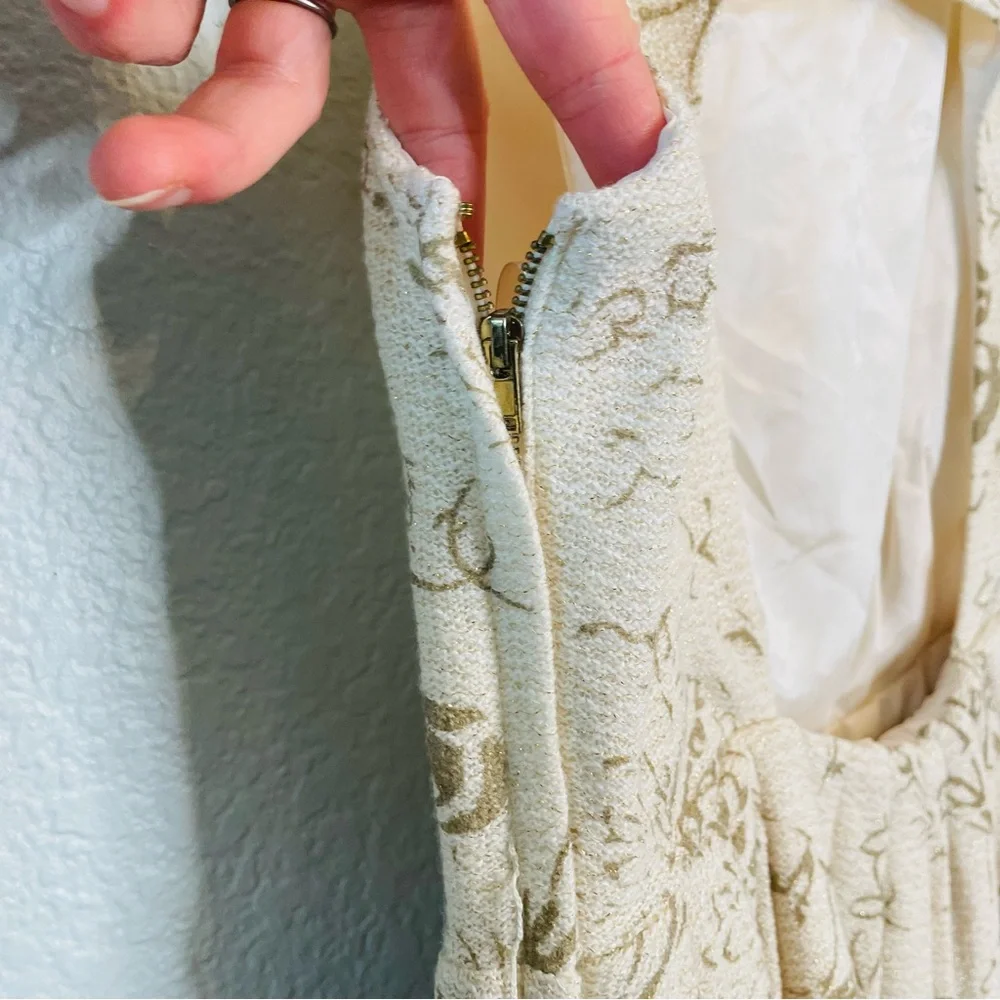 Anthropologie Moulinette Soeurs Cream Tan Open Back Dressy Mini Dress | Size 6 - Picture 5 of 8